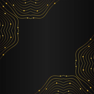 lüks soyut altın çizgi çerçeve dekorasyonu siyah arkaplan tasarımı üzerine 