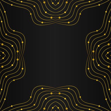 lüks soyut altın çizgi çerçeve dekorasyonu siyah arkaplan tasarımı üzerine 
