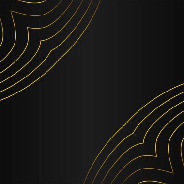 Siyah arkaplan dizaynında altın çizgi çerçeve dekorasyonu 
