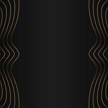 Siyah arkaplan dizaynında altın çizgi çerçeve dekorasyonu 