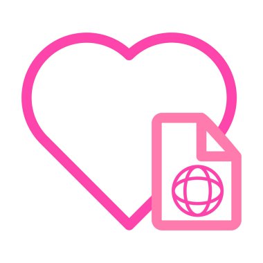 Dosya belgesi illüstrasyon pembe ve mor çizgi biçimi olan kalp