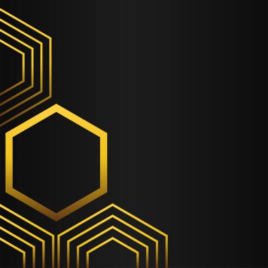 Siyah arkaplanda altın altıgen çerçeve