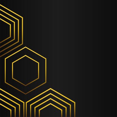 Siyah arkaplanda altın altıgen çerçeve