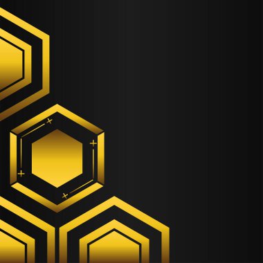 Siyah arkaplanda altın altıgen çerçeve