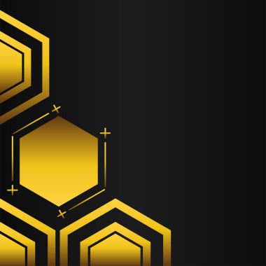 Siyah arkaplanda altın altıgen çerçeve