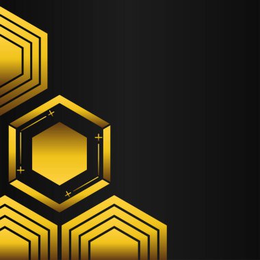 Siyah arkaplanda altın altıgen çerçeve