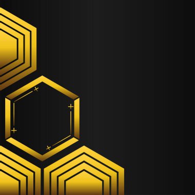 Siyah arkaplanda altın altıgen çerçeve