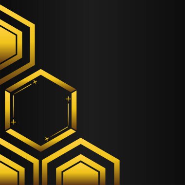 Siyah arkaplanda altın altıgen çerçeve