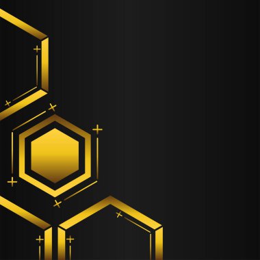Siyah arkaplanda altın altıgen çerçeve