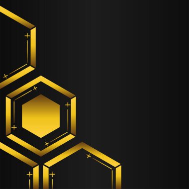 Siyah arkaplanda altın altıgen çerçeve