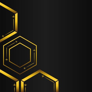 Siyah arkaplanda altın altıgen çerçeve