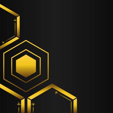 Siyah arkaplanda altın altıgen çerçeve