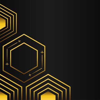 Siyah arkaplanda altın altıgen çerçeve