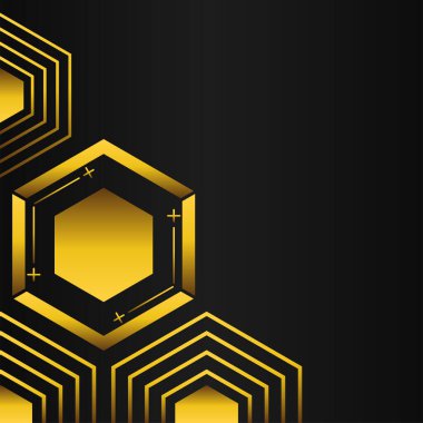 Siyah arkaplanda altın altıgen çerçeve