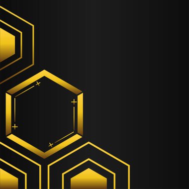 Siyah arkaplanda altın altıgen çerçeve