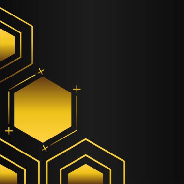Siyah arkaplanda altın altıgen çerçeve