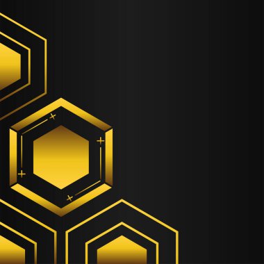Siyah arkaplanda altın altıgen çerçeve