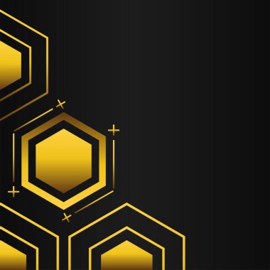 Siyah arkaplanda altın altıgen çerçeve