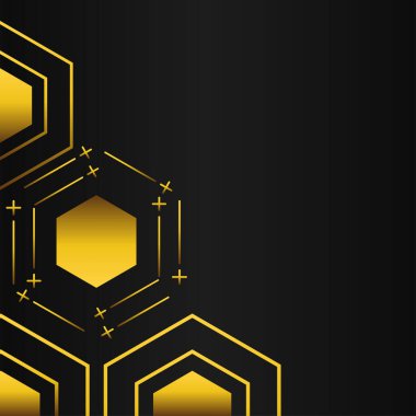 Siyah arkaplanda altın altıgen çerçeve