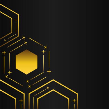Siyah arkaplanda altın altıgen çerçeve