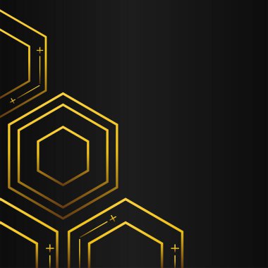 Siyah arkaplanda altın altıgen çerçeve