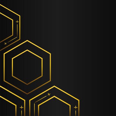 Siyah arkaplanda altın altıgen çerçeve