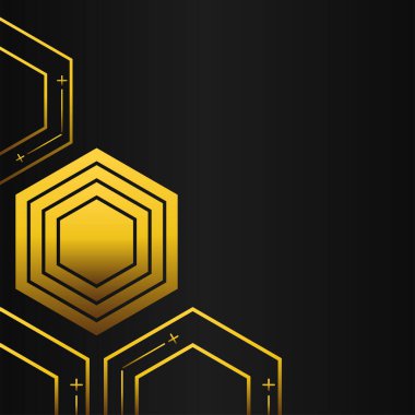 Siyah arkaplanda altın altıgen çerçeve