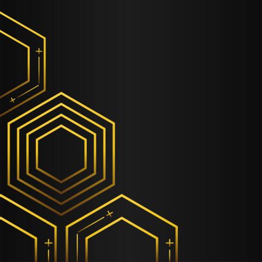 Siyah arkaplanda altın altıgen çerçeve