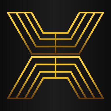 lüks altın geometri desen elementi siyah arkaplanda