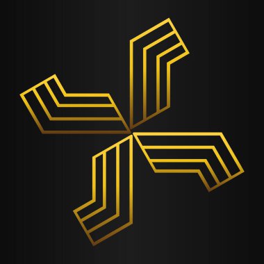 lüks altın geometri desen elementi siyah arkaplanda