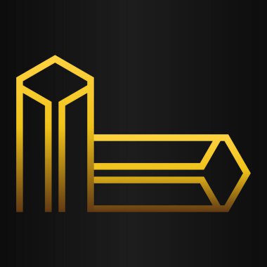 lüks altın geometri desen elementi siyah arkaplanda