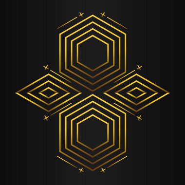 lüks altın geometri desen elementi siyah arkaplanda