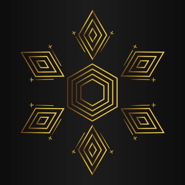 lüks altın geometri desen elementi siyah arkaplanda