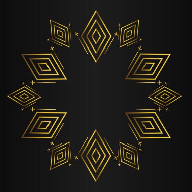 lüks altın geometri desen elementi siyah arkaplanda