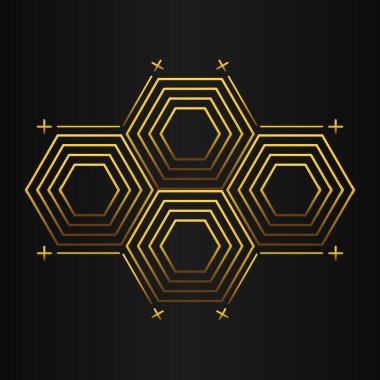 lüks altın geometri desen elementi siyah arkaplanda