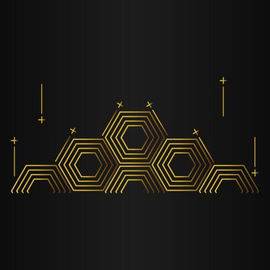 lüks altın geometri desen elementi siyah arkaplanda