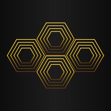 lüks altın geometri desen elementi siyah arkaplanda