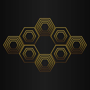lüks altın geometri desen elementi siyah arkaplanda