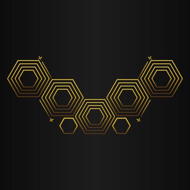 lüks altın geometri desen elementi siyah arkaplanda