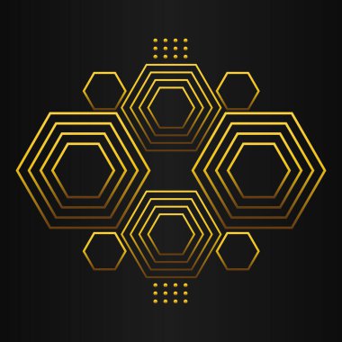 lüks altın geometri desen elementi siyah arkaplanda