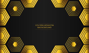Soyut altın geometrik altıgen şekilli lüks siyah arkaplan