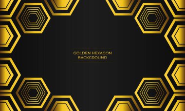 Soyut altın geometrik altıgen şekilli lüks siyah arkaplan