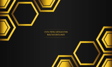 Soyut altın geometrik altıgen şekilli lüks siyah arkaplan