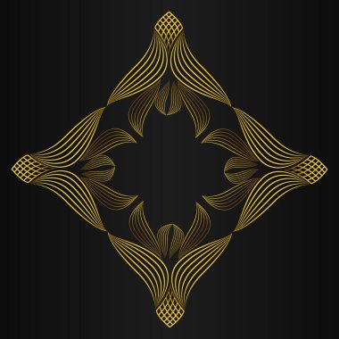 güzel altın çiçek yaprağı siyah arkaplan tasarımı