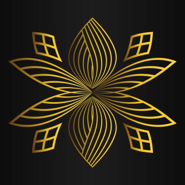 güzel altın çiçek yaprağı siyah arkaplan tasarımı