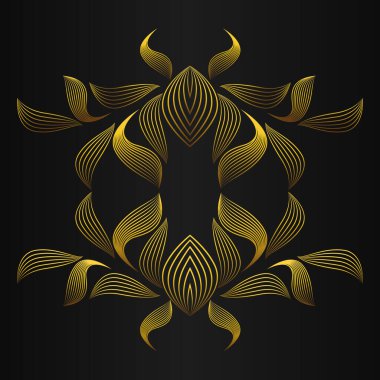 güzel altın çiçek yaprağı siyah arkaplan tasarımı