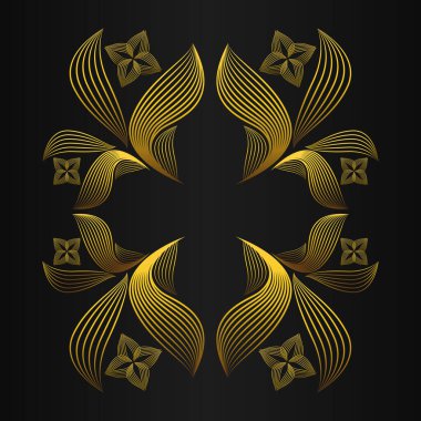 güzel altın çiçek yaprağı siyah arkaplan tasarımı