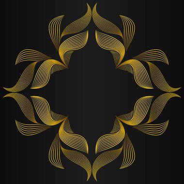 güzel altın çiçek yaprağı siyah arkaplan tasarımı