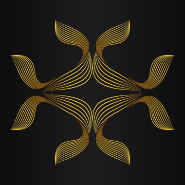 güzel altın çiçek yaprağı siyah arkaplan tasarımı