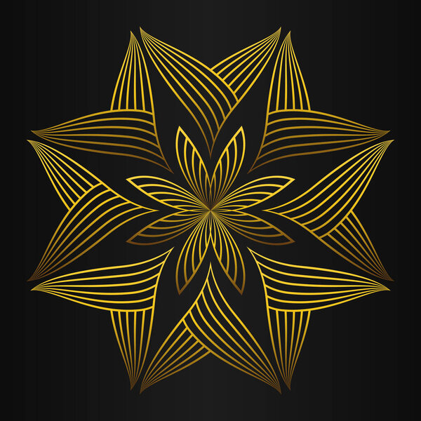 beautiful golden flower petal on black background design